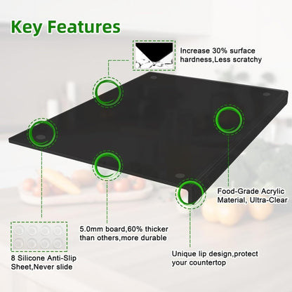 Kitchen Counter Acrylic Cutting Board With Counter Lip, 45 x 35cm