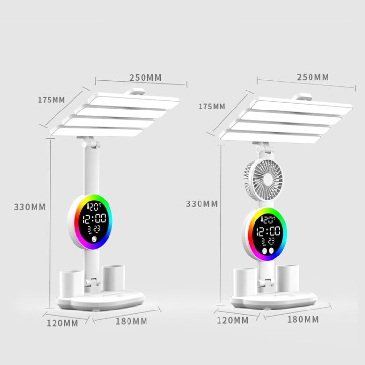 4 Heads Horizontal LED Eye-Care Table Lamp Children Study Desktop Reading Light With Pen Holder, Clock Plug Power, Clock Rechargeable 2000mAh, Clock Rechargeable 3200mAh, Fan Clock Plug Power, Fan Clock Rechargeable 2000mAh, Fan Clock Rechargeable 3200mAh