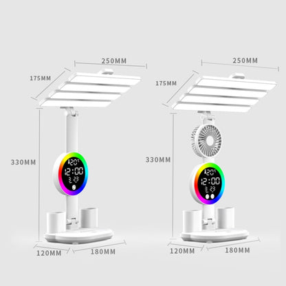 4 Heads Horizontal LED Eye-Care Table Lamp Children Study Desktop Reading Light With Pen Holder, Clock Plug Power, Clock Rechargeable 2000mAh, Clock Rechargeable 3200mAh, Fan Clock Plug Power, Fan Clock Rechargeable 2000mAh, Fan Clock Rechargeable 3200mAh