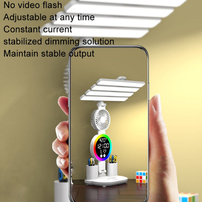 4 Heads Horizontal LED Eye-Care Table Lamp Children Study Desktop Reading Light With Pen Holder, Clock Plug Power, Clock Rechargeable 2000mAh, Clock Rechargeable 3200mAh, Fan Clock Plug Power, Fan Clock Rechargeable 2000mAh, Fan Clock Rechargeable 3200mAh