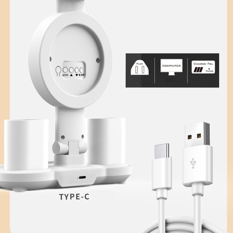 4 Heads Horizontal LED Eye-Care Table Lamp Children Study Desktop Reading Light With Pen Holder, Clock Plug Power, Clock Rechargeable 2000mAh, Clock Rechargeable 3200mAh, Fan Clock Plug Power, Fan Clock Rechargeable 2000mAh, Fan Clock Rechargeable 3200mAh