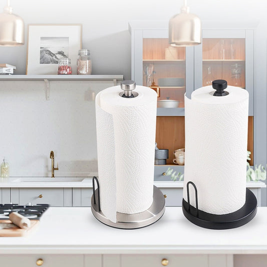 Household Stainless Steel Vertical Paper Towel Holder With Damping Dining Table Kitchen No Punch Paper Roll Holder, Square Black, Round Black, Round Silver