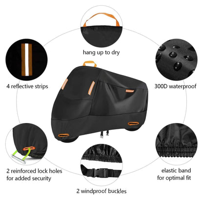 Motorcycle Rain Sun Protection Cover Oxford Cloth Dustproof With Anti-theft Buckle
