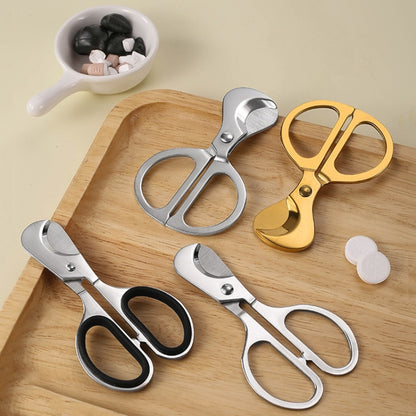 Portable Pill Cutter Stainless Steel Cigar Dispensing Scissors, Round Handle Silver, Round Hanlde Gold