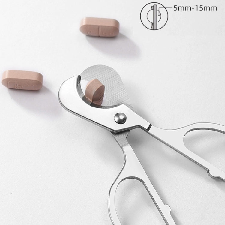Portable Pill Cutter Stainless Steel Cigar Dispensing Scissors, Round Handle Silver, Round Hanlde Gold
