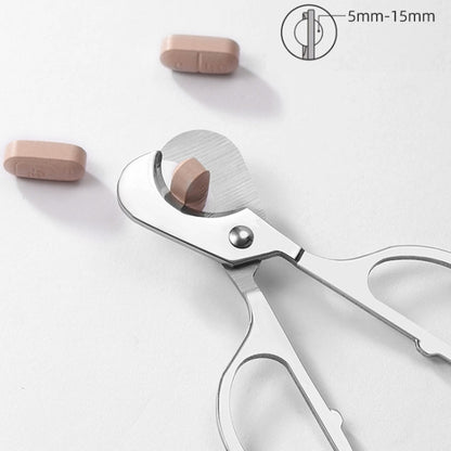 Portable Pill Cutter Stainless Steel Cigar Dispensing Scissors, Round Handle Silver, Round Hanlde Gold