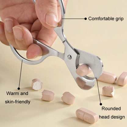 Portable Pill Cutter Stainless Steel Cigar Dispensing Scissors, Round Handle Silver, Round Hanlde Gold