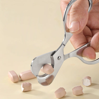 Portable Pill Cutter Stainless Steel Cigar Dispensing Scissors, Round Handle Silver, Round Hanlde Gold