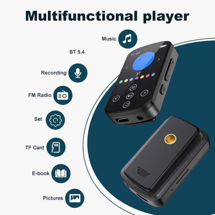 MP3 Bluetooth Music Player HIFI Sports Clip Touch Screen MP4