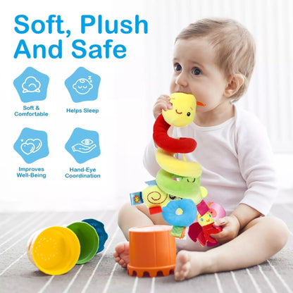 Baby Caterpillar Cot Spiral Toy Cartoon Animal Baby With Rattle Bee Pram Hanging Soothing Toy, H033B