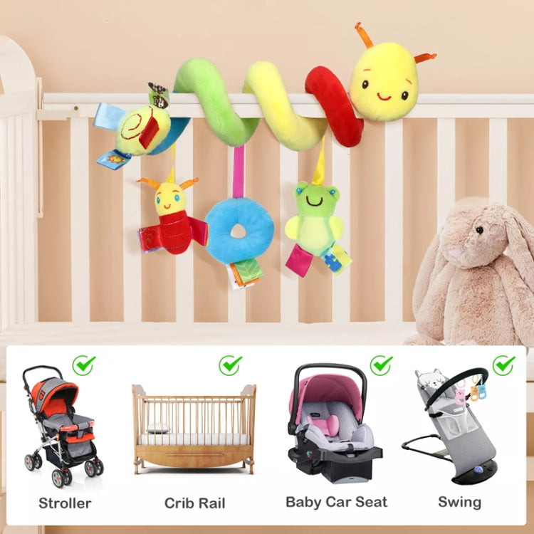 Baby Caterpillar Cot Spiral Toy Cartoon Animal Baby With Rattle Bee Pram Hanging Soothing Toy, H033B