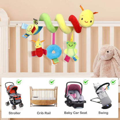 Baby Caterpillar Cot Spiral Toy Cartoon Animal Baby With Rattle Bee Pram Hanging Soothing Toy, H033B