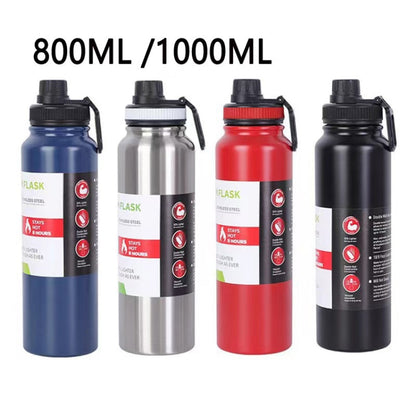 304 Stainless Steel Insulated Water Cup Handheld Large Capacity Outdoor Sports Kettle Vacuum Water Bottle, 800ml, 1000ml