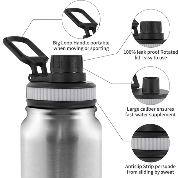 304 Stainless Steel Insulated Water Cup Handheld Large Capacity Outdoor Sports Kettle Vacuum Water Bottle, 800ml, 1000ml