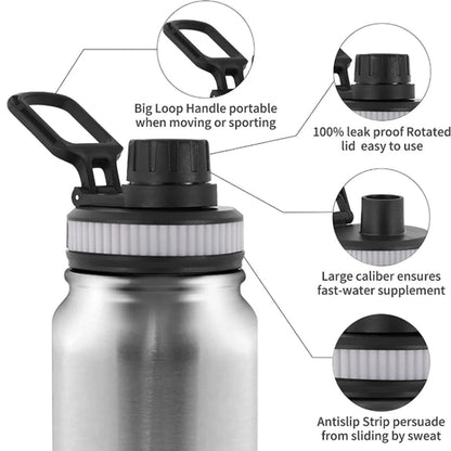 304 Stainless Steel Insulated Water Cup Handheld Large Capacity Outdoor Sports Kettle Vacuum Water Bottle, 800ml, 1000ml