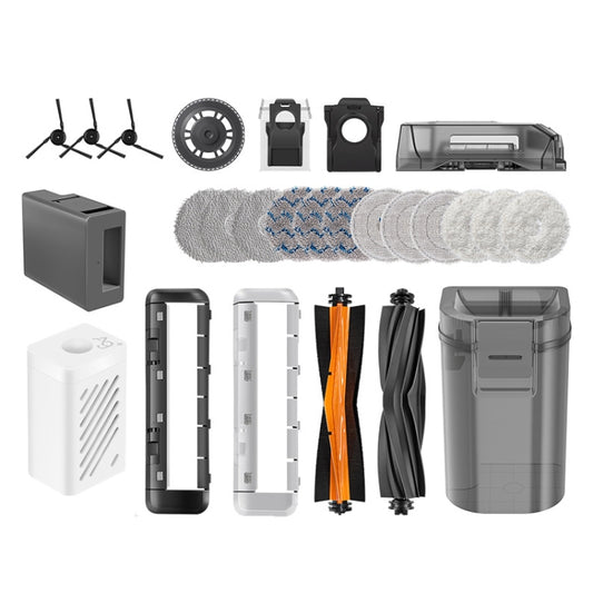 For Dreame X40 / X40 Pro Robot Vacuum Replacement, White Rag, Blue Gray Rag, Composite Rag, Carbon Dust Bag, Brush Cover White, Brush Cover Black, Rag Bracket, Dust Box, Clean Water Tank