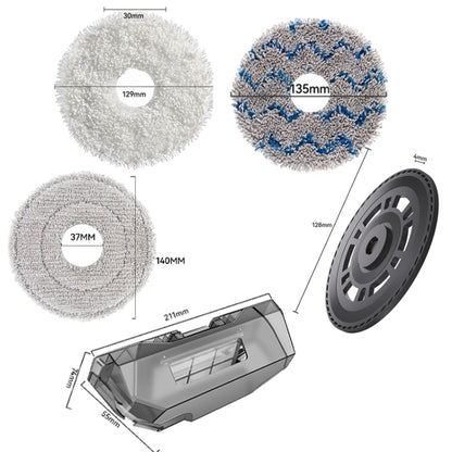 For Dreame X40 / X40 Pro Robot Vacuum Replacement, White Rag, Blue Gray Rag, Composite Rag, Carbon Dust Bag, Brush Cover White, Brush Cover Black, Rag Bracket, Dust Box, Clean Water Tank