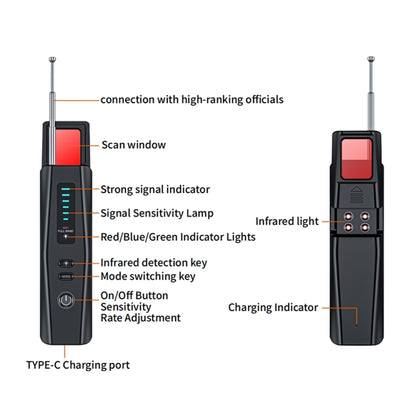 جهاز كشف الكاميرات الخفية، جهاز تتبع GPS، حساسية قابلة للتعديل بخمسة مستويات، T011
