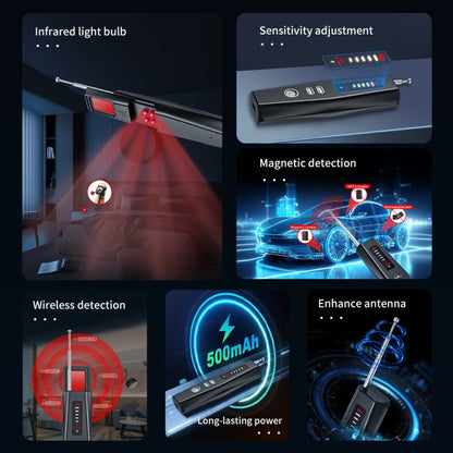 جهاز كشف الكاميرات الخفية، جهاز تتبع GPS، حساسية قابلة للتعديل بخمسة مستويات، T011