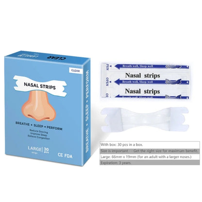 30pcs /Pack Transparent Nasal Strips To Improve Sleep, Reduce Snoring 66x19mm
