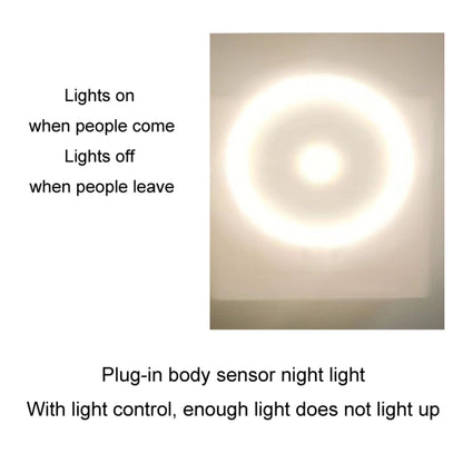 مصباح LED مستشعر جسم الإنسان، ضوء ذكي للتحكم بالأشعة تحت الحمراء، مصباح ليلي أرضي لغرفة النوم، قابس أمريكي، 3 وات