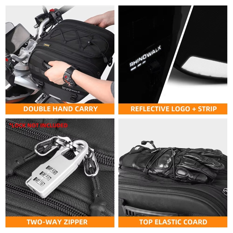 Rhinowalk MTR5001 15L Scooter Front Bag Large Capacity Curved Beam Motorcycle Rear Seat Bag