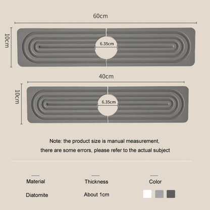 Diatomite Absorbent Mat Fast Drying Stone Kitchen Bathroom Faucet Sink Drainage Mat, 40x10cm+10x10cm, 60x10cm+10x10cm