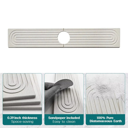 Diatomite Absorbent Mat Fast Drying Stone Kitchen Bathroom Faucet Sink Drainage Mat, 40x10cm+10x10cm, 60x10cm+10x10cm