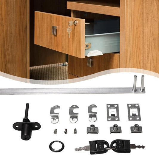 Home Office Desk Drawer Triple Connect File Cabinet Lock, Front Black, Side Black, Front White, Side White