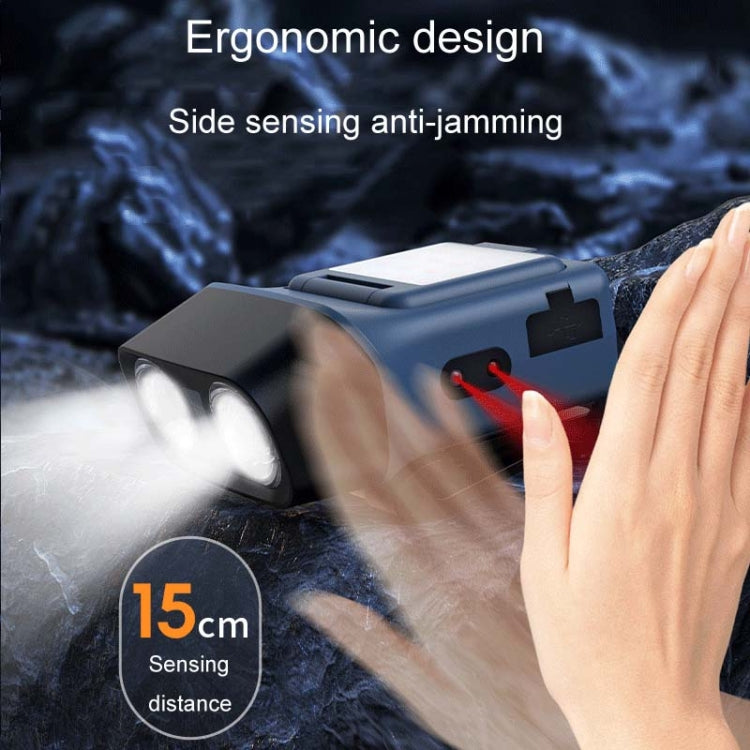 مصباح أمامي للصيد لمسافات طويلة مزود بمستشعر LED مثبت على الرأس، أسود قياسي، أزرق قياسي، أبيض قياسي، أسود قياسي مع حقيبة تخزين و8 إبزيم، أزرق قياسي مع حقيبة تخزين و8 إبزيم، أبيض قياسي مع حقيبة تخزين و8 إبزيم