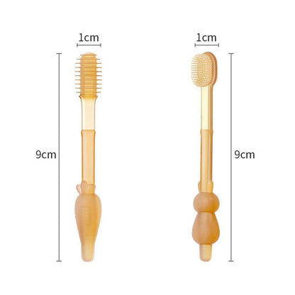 Food-grade Silicone Baby Milk Toothbrush + Tongue Brush Children Oral Cleaning Brush, Beige, Pink, Blue, Green