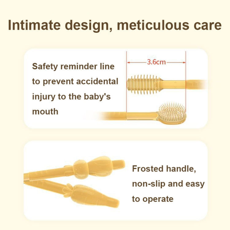 Food-grade Silicone Baby Milk Toothbrush + Tongue Brush Children Oral Cleaning Brush, Beige, Pink, Blue, Green