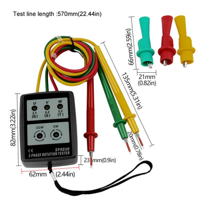 3 Phase Alternating Current Phase Meter Phase Detector Rotation Tester Indicator Digital Phase-Order Indicator