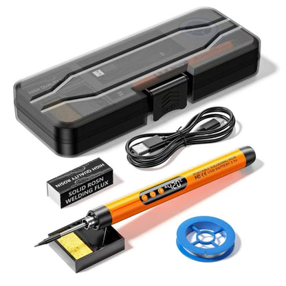 USB Digital Display Charging Soldering Iron Set 5-speed Temperature Adjustable, Standard Edition Gray, Standard Edition Orange, 3 Heads Gray