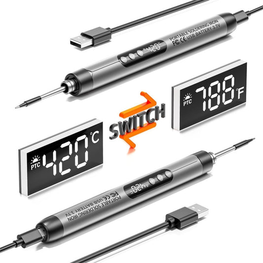 USB Digital Display Charging Soldering Iron Set 5-speed Temperature Adjustable, Standard Edition Gray, Standard Edition Orange, 3 Heads Gray