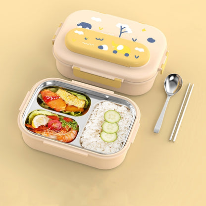 316 Stainless Steel Insulated Lunch Box Children Portable Compartment Lunch Case, Light Green 2 Grids, Light Green 3 Grids, Blue 2 Grids, Blue 3 Grids, Light Yellow 2 Grids, Light Yellow 3 Grids
