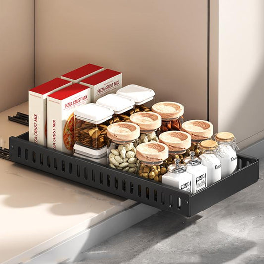 Kitchen Pull-Out Rack Pots And Pans Organizer Cabinet Countertop Dish Tray, 42cm Black, 42cm With Baffle Black, 42cm White, 42cm With Baffle White, 52cm Black, 52cm With Baffle Black, 52cm White, 52cm With Baffle White