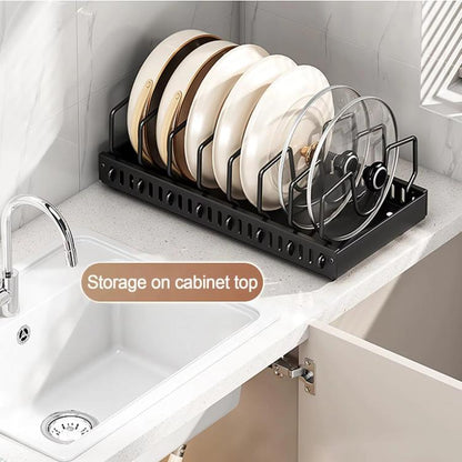 Kitchen Pull-Out Rack Pots And Pans Organizer Cabinet Countertop Dish Tray, 42cm Black, 42cm With Baffle Black, 42cm White, 42cm With Baffle White, 52cm Black, 52cm With Baffle Black, 52cm White, 52cm With Baffle White