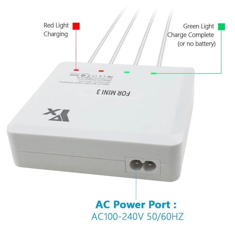 For DJI Mini 4 Pro / Mini 3 Pro / Mini 3 Drone YX 4-way Charger Battery Butler, US Plug, EU Plug, UK Plug, AU Plug