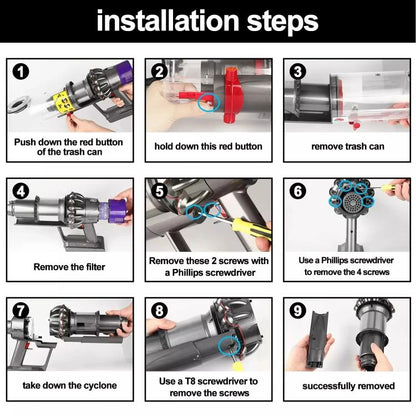 For Dyson V11 V10 V15 Cyclone Baffle Bin Runner Replacement Parts