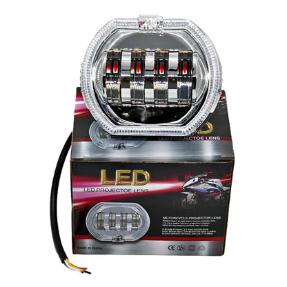 Motorcycle Electric Vehicle General Modification LED Headlight 4 Beads Double Lens Lamps