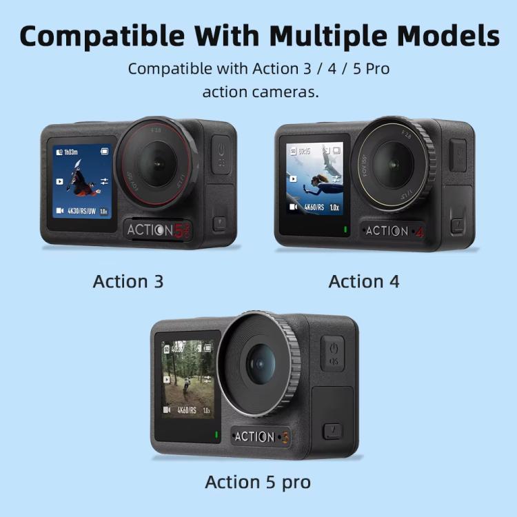غطاء سيليكون لعدسات الكاميرا الرياضية لكاميرا DJI Osmo Action 3 / 4 / 5 Pro Flymile