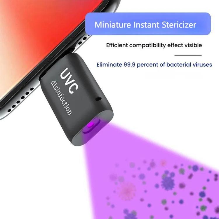 Mini LED Germicidal Light Cell Phone Adapter UVC Sterilization Lamp, Type-C, 8 Pin