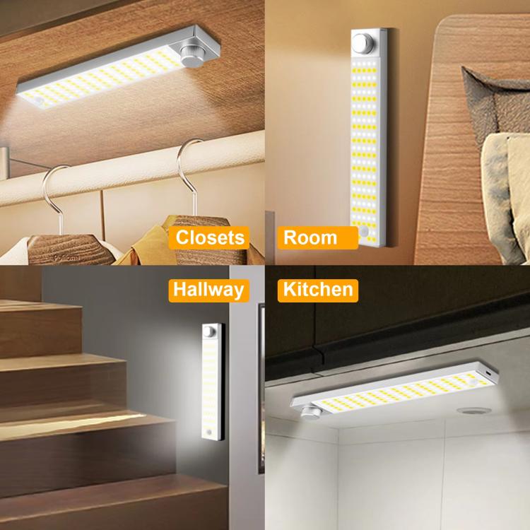 LED Cabinet Light Magnetic Motion Sensor Rechargeable Lamp 128 LEDs 3-color Temperature, XN01