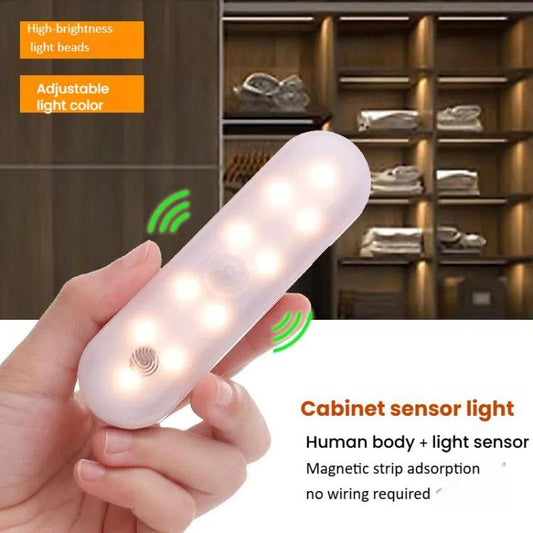 Magnetic LED Cabinet Light Motion Sensor Rechargeable Lamp 20 LEDs 3-color Temperature, A68-3A-11cm