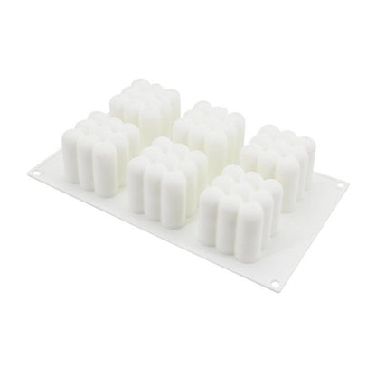 6-Cavity 3D Magic Cube Silicone Mousse Cake Mold Fondant Candle Mold, 6-Cavity 3D Magic Cube