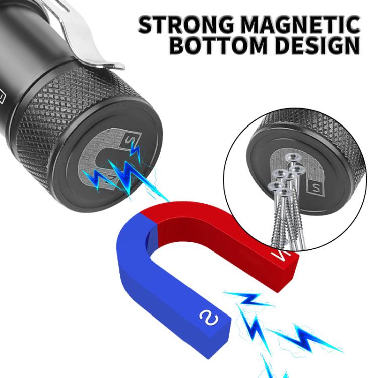 LED Flashlight Rechargeable Portable Multifunctional With Magnetic Headlight