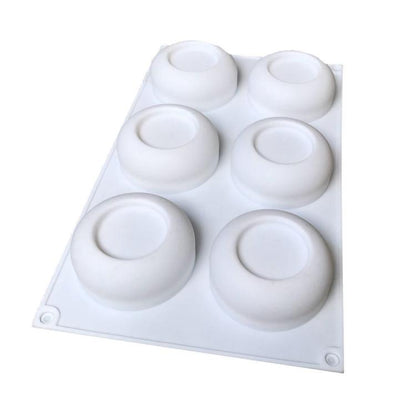 6-Cavity Round Concave Flower Pots Mousse Mold Silicone Dessert Cake Mold, Flower Pots