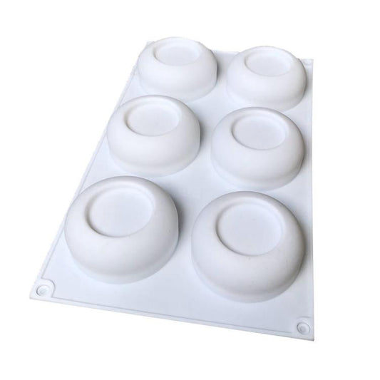 6-Cavity Round Concave Flower Pots Mousse Mold Silicone Dessert Cake Mold, Flower Pots