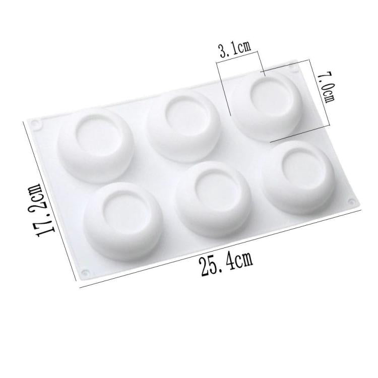 6-Cavity Round Concave Flower Pots Mousse Mold Silicone Dessert Cake Mold, Flower Pots